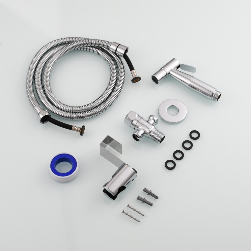 Tecmolog Handheld Bidet Sprayer Set, Stainless Steel Shattaf, Cloth Diaper Sprayer for Toilet WS024F2