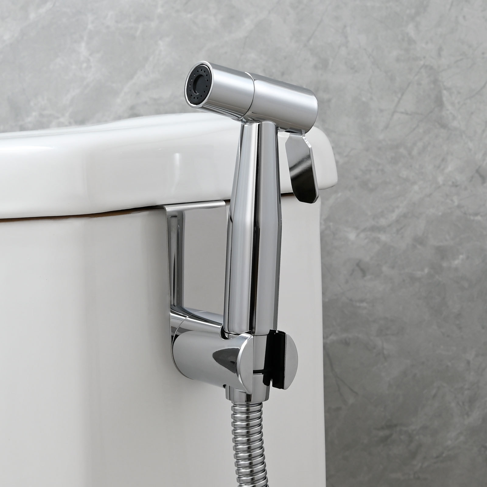 Tecmolog Handheld Bidet Sprayer Set, Stainless Steel Shattaf, Cloth Diaper Sprayer for Toilet WS024F2