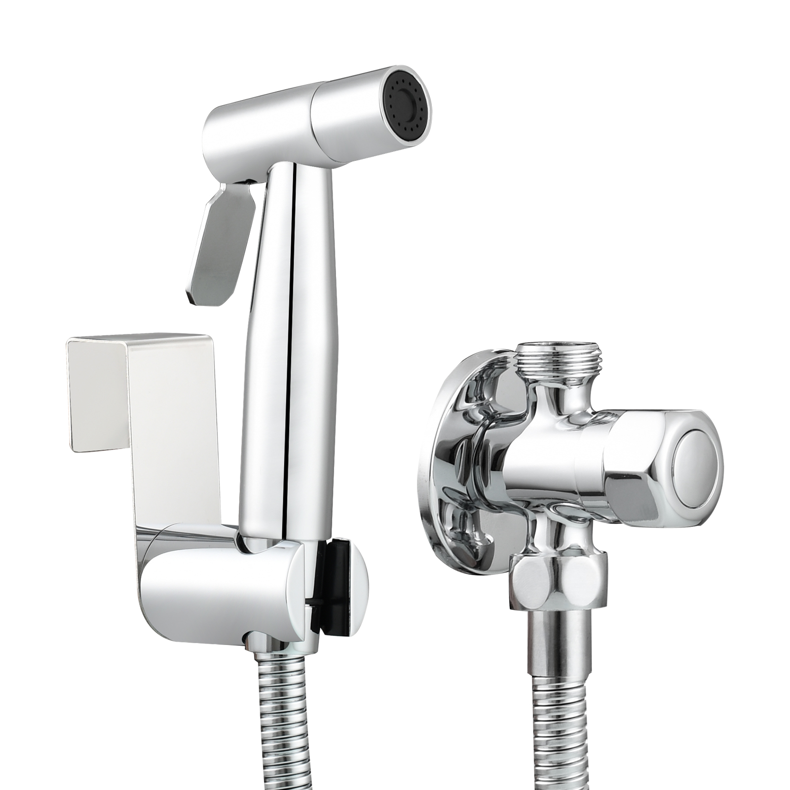 Tecmolog Handheld Bidet Sprayer Set, Stainless Steel Shattaf, Cloth Diaper Sprayer for Toilet WS024F2