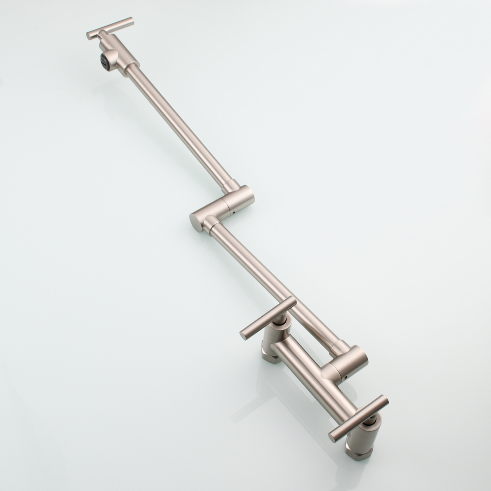 Tecmolog Brass Rotatable Fold Kitchen Faucet Dual Function Wall Faucet