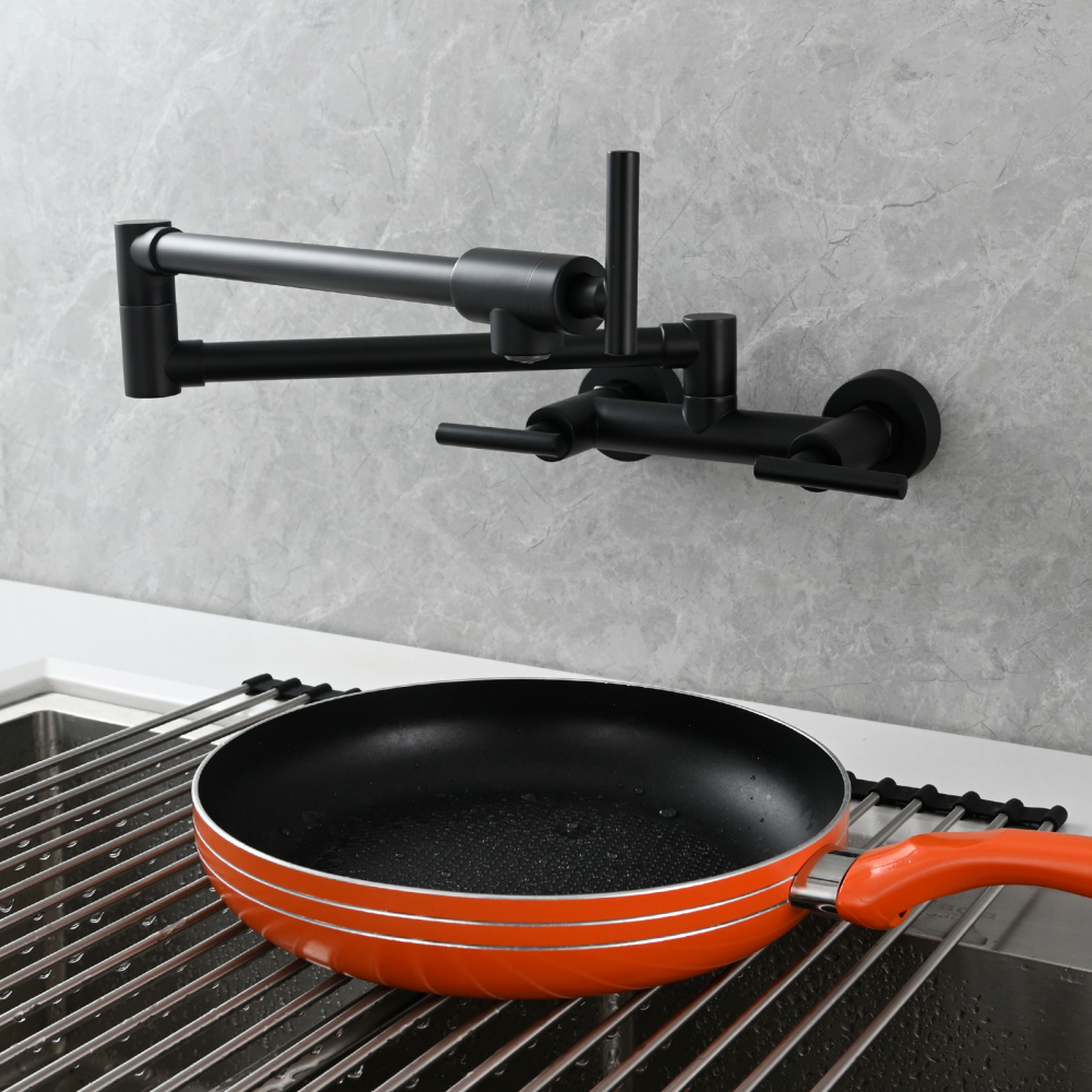 Tecmolog Brass Rotatable Fold Kitchen Faucet Dual Function Wall Faucet