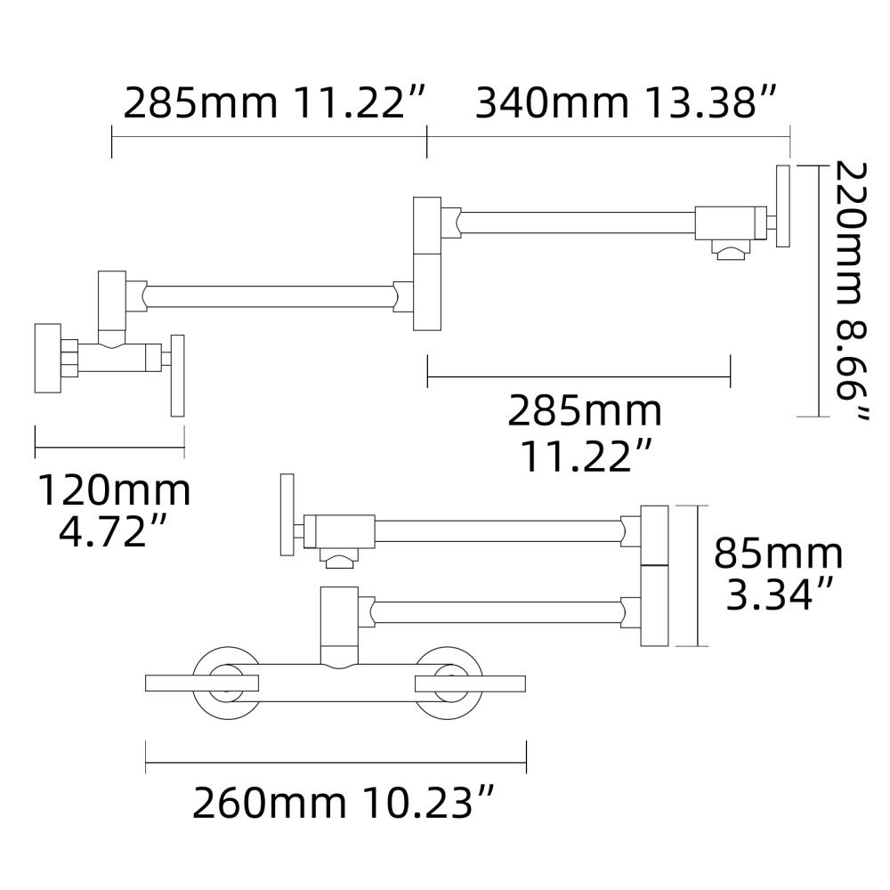 Tecmolog Brass Rotatable Fold Kitchen Faucet Dual Function Wall Faucet