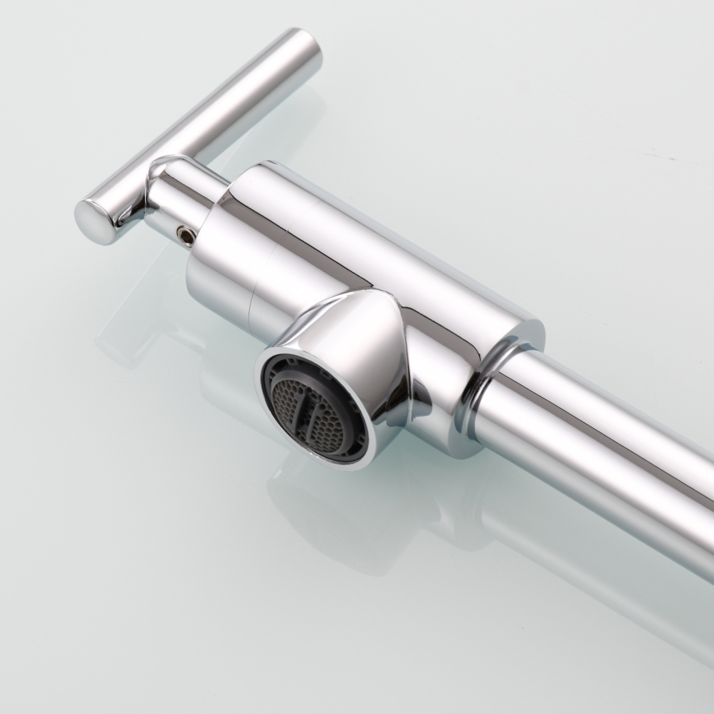 Tecmolog Brass Rotatable Fold Kitchen Faucet Dual Function Wall Faucet