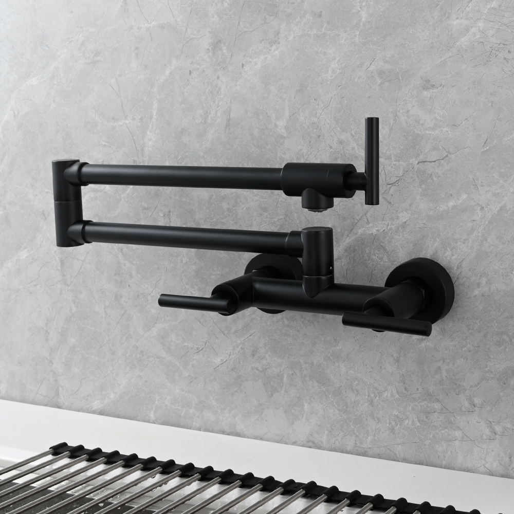 Tecmolog Brass Rotatable Fold Kitchen Faucet Dual Function Wall Faucet