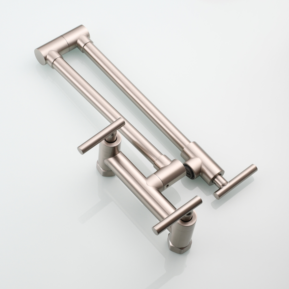 Tecmolog Brass Rotatable Fold Kitchen Faucet Dual Function Wall Faucet