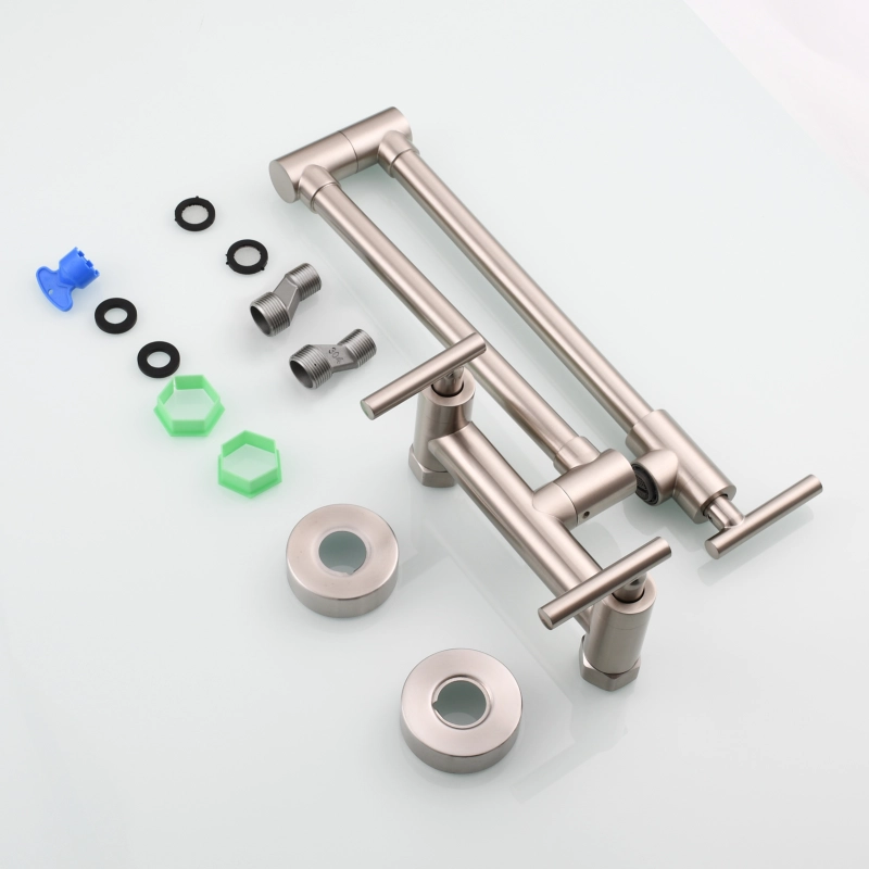 Tecmolog Brass Rotatable Fold Kitchen Faucet Dual Function Wall Faucet