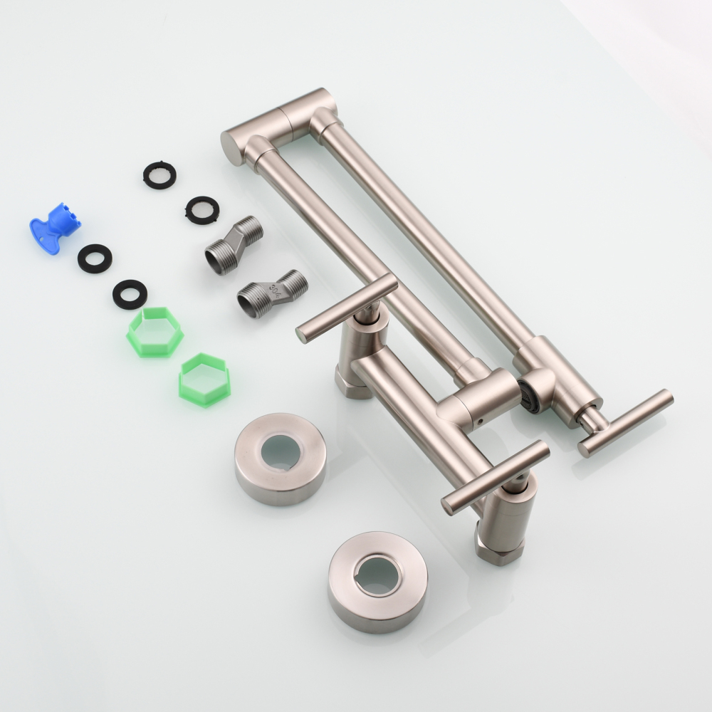 Tecmolog Brass Rotatable Fold Kitchen Faucet Dual Function Wall Faucet