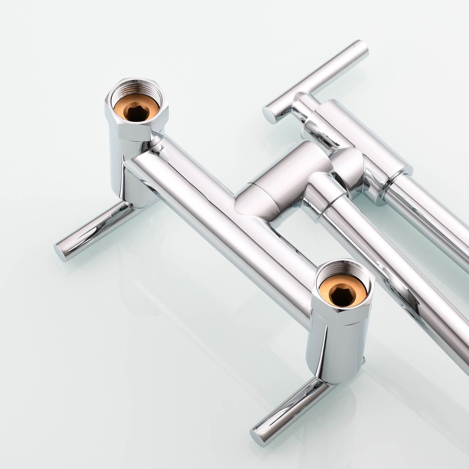 Tecmolog Brass Rotatable Fold Kitchen Faucet Dual Function Wall Faucet