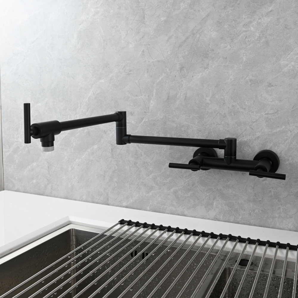 Tecmolog Brass Rotatable Fold Kitchen Faucet Dual Function Wall Faucet