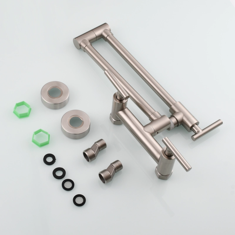 Tecmolog Brass Rotatable Fold Kitchen Faucet Dual Function Wall Faucet