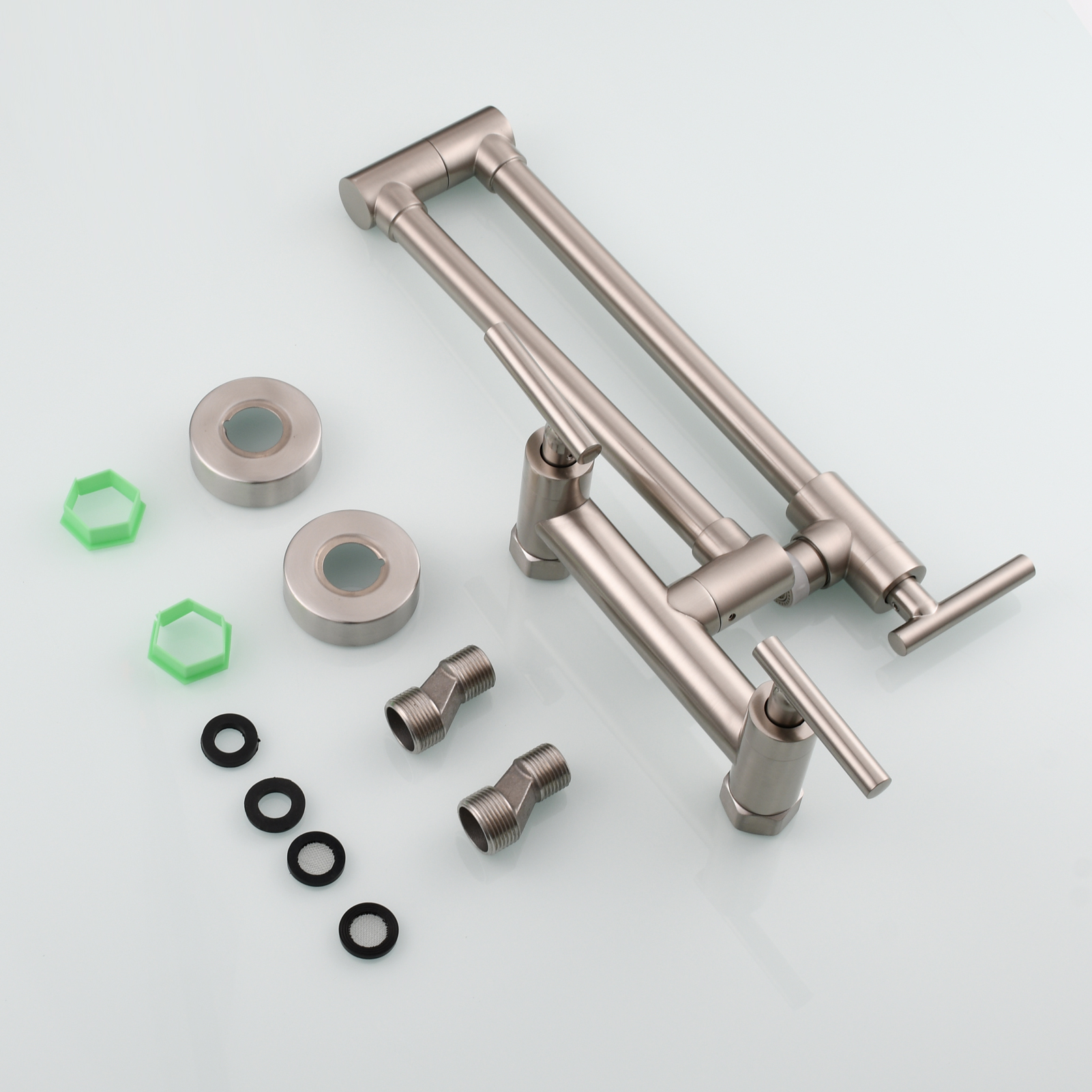 Tecmolog Brass Rotatable Fold Kitchen Faucet Dual Function Wall Faucet