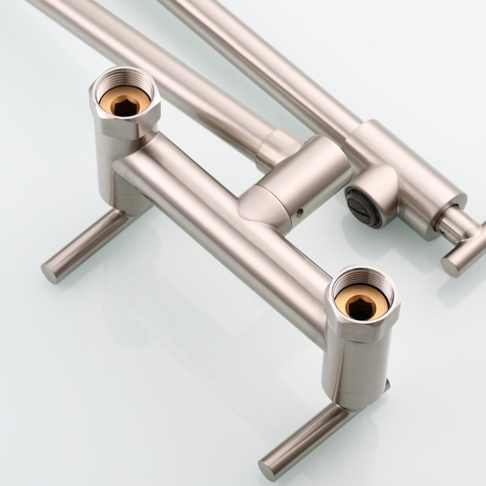 Tecmolog Brass Rotatable Fold Kitchen Faucet Dual Function Wall Faucet