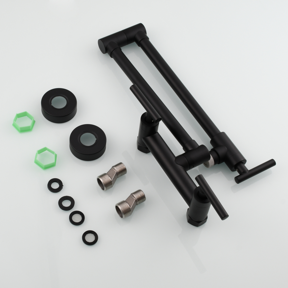 Tecmolog Brass Rotatable Fold Kitchen Faucet Dual Function Wall Faucet