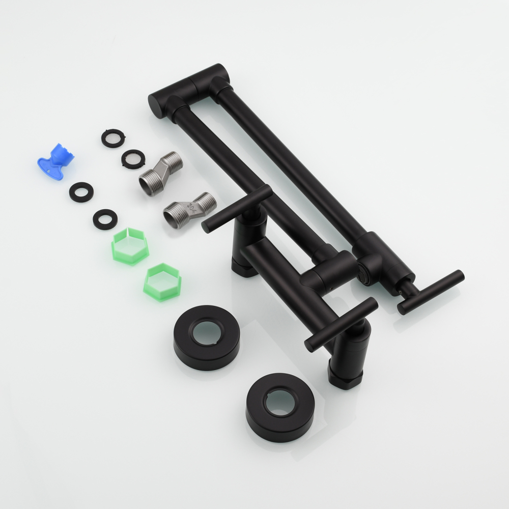 Tecmolog Brass Rotatable Fold Kitchen Faucet Dual Function Wall Faucet