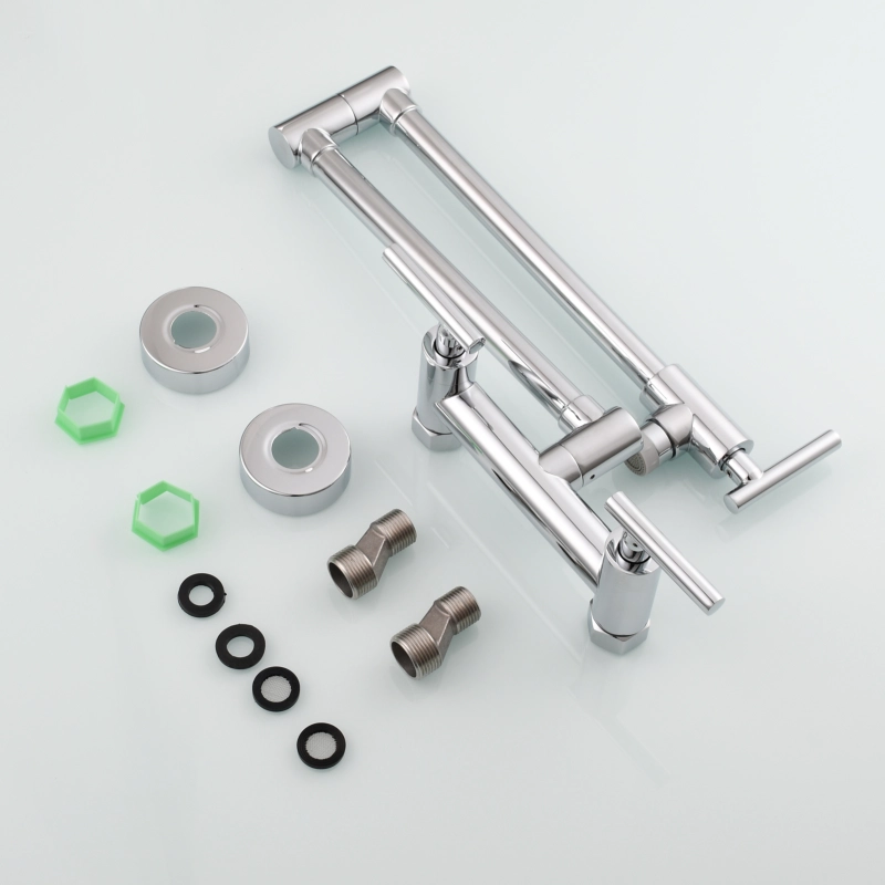 Tecmolog Brass Rotatable Fold Kitchen Faucet Dual Function Wall Faucet