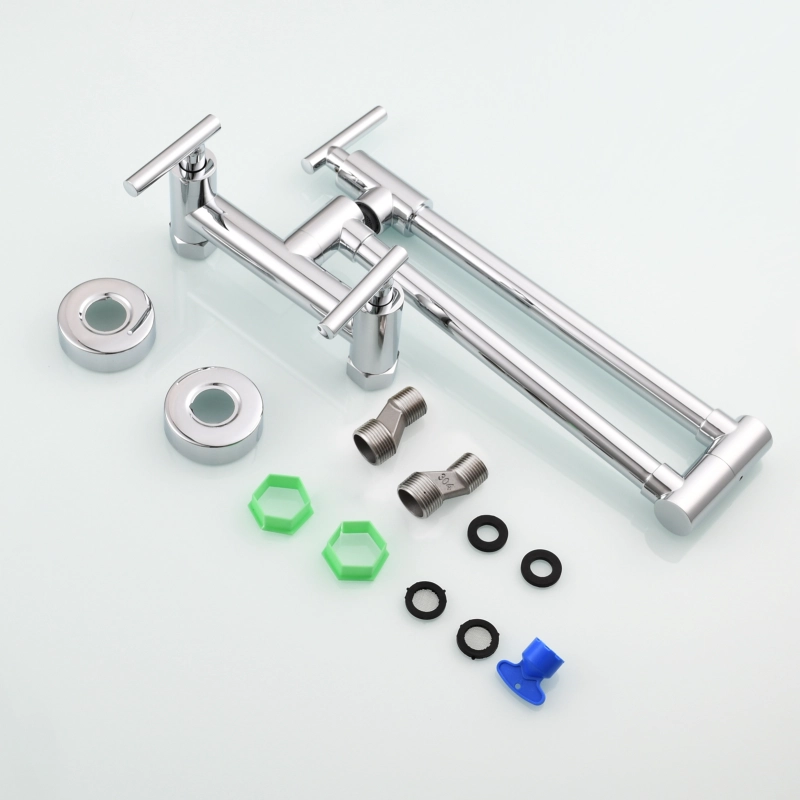 Tecmolog Brass Rotatable Fold Kitchen Faucet Dual Function Wall Faucet