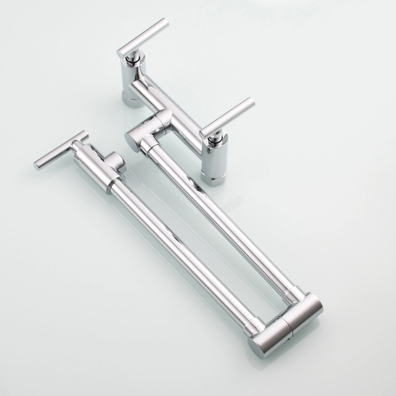 Tecmolog Brass Rotatable Fold Kitchen Faucet Dual Function Wall Faucet