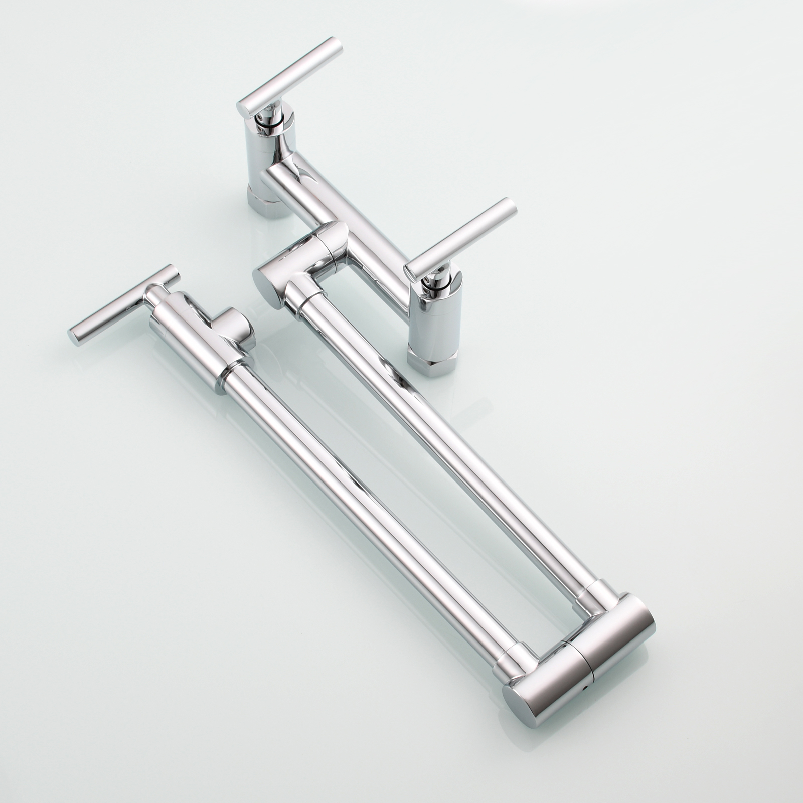 Tecmolog Brass Rotatable Fold Kitchen Faucet Dual Function Wall Faucet
