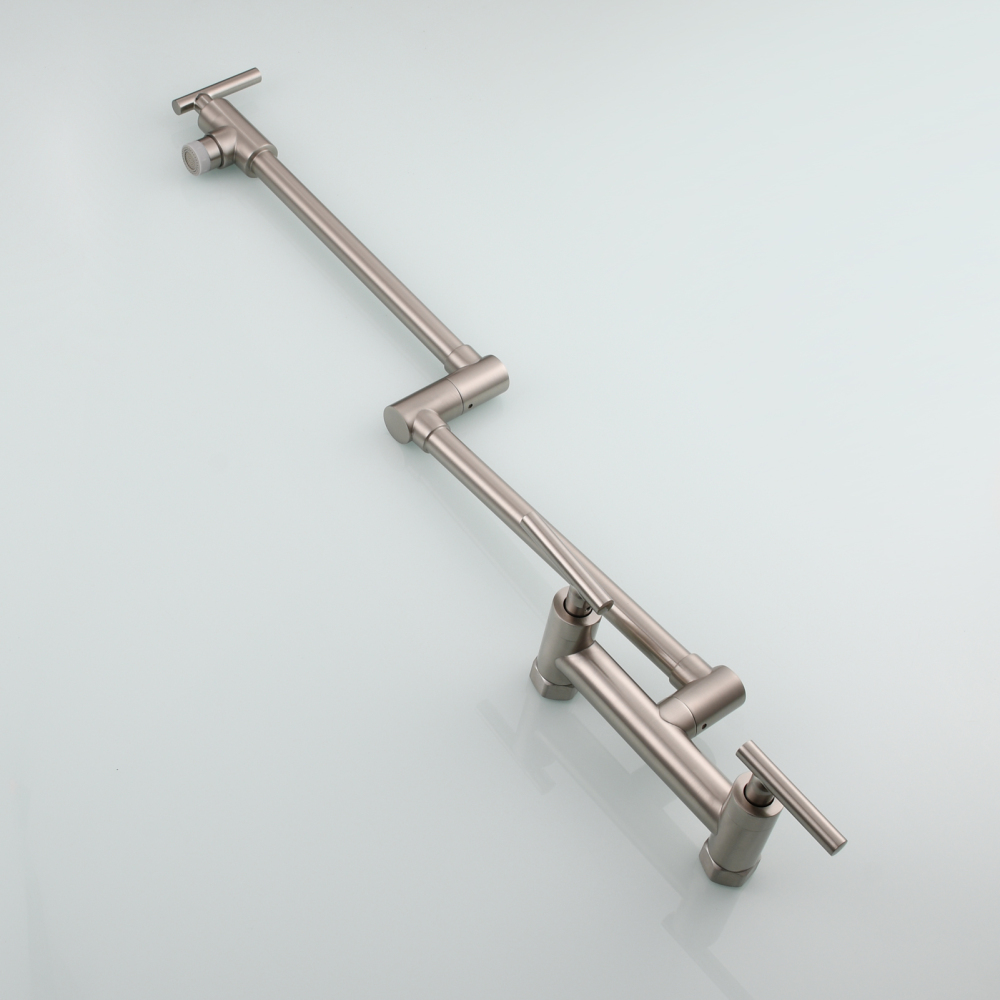 Tecmolog Brass Rotatable Fold Kitchen Faucet Dual Function Wall Faucet