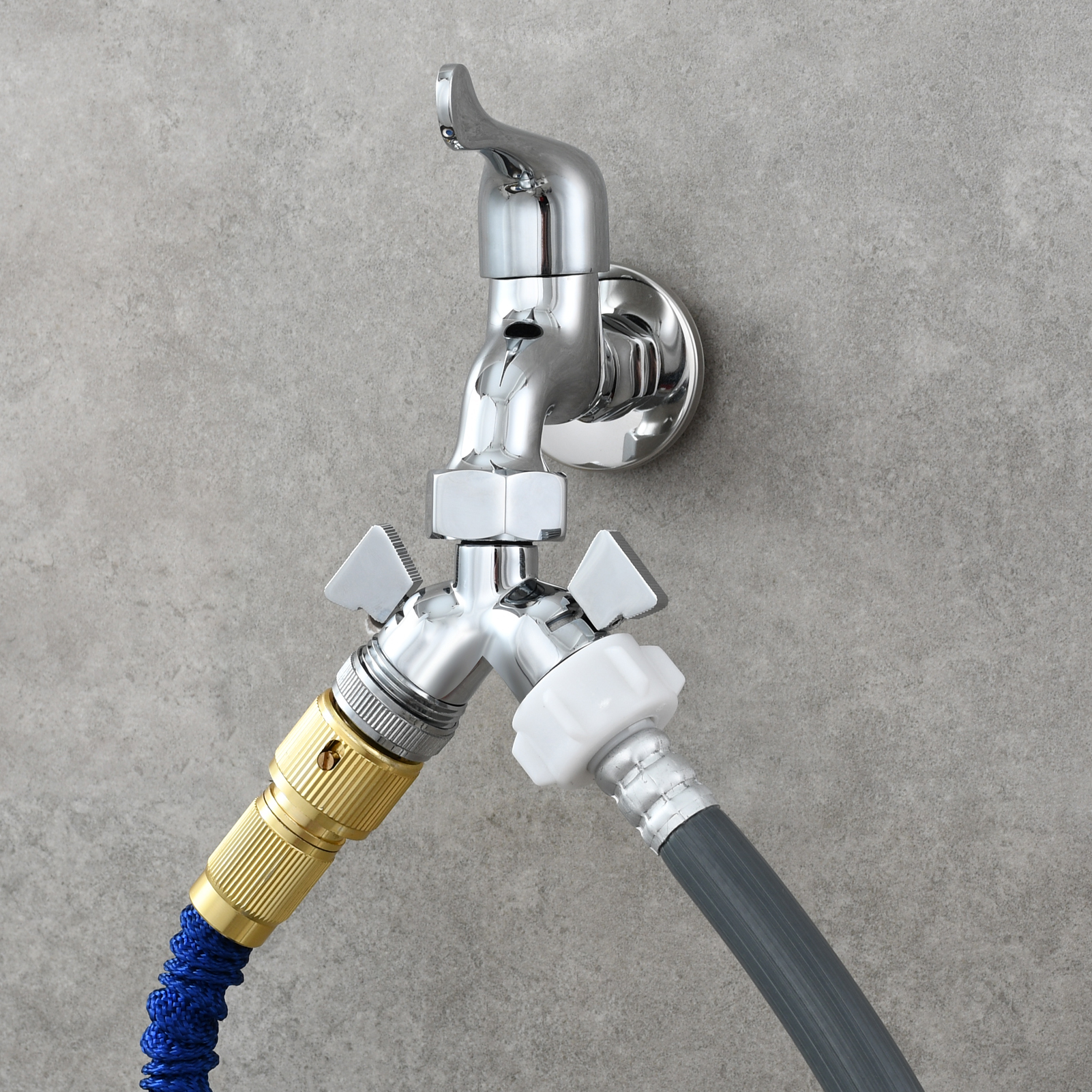 Tecmolog Chrome Brass Shower Splitter 2 Way Shower Arm Diverter with Shut Off Valve G 1/2 for Shower Head