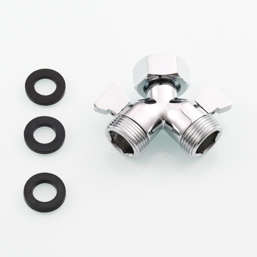 Tecmolog Chrome Brass Shower Splitter 2 Way Shower Arm Diverter with Shut Off Valve G 1/2 for Shower Head