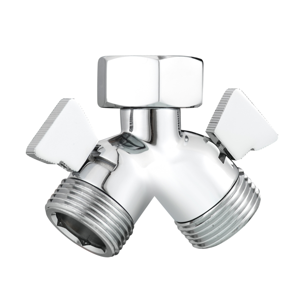 Tecmolog Chrome Brass Shower Splitter 2 Way Shower Arm Diverter with Shut Off Valve G 1/2 for Shower Head