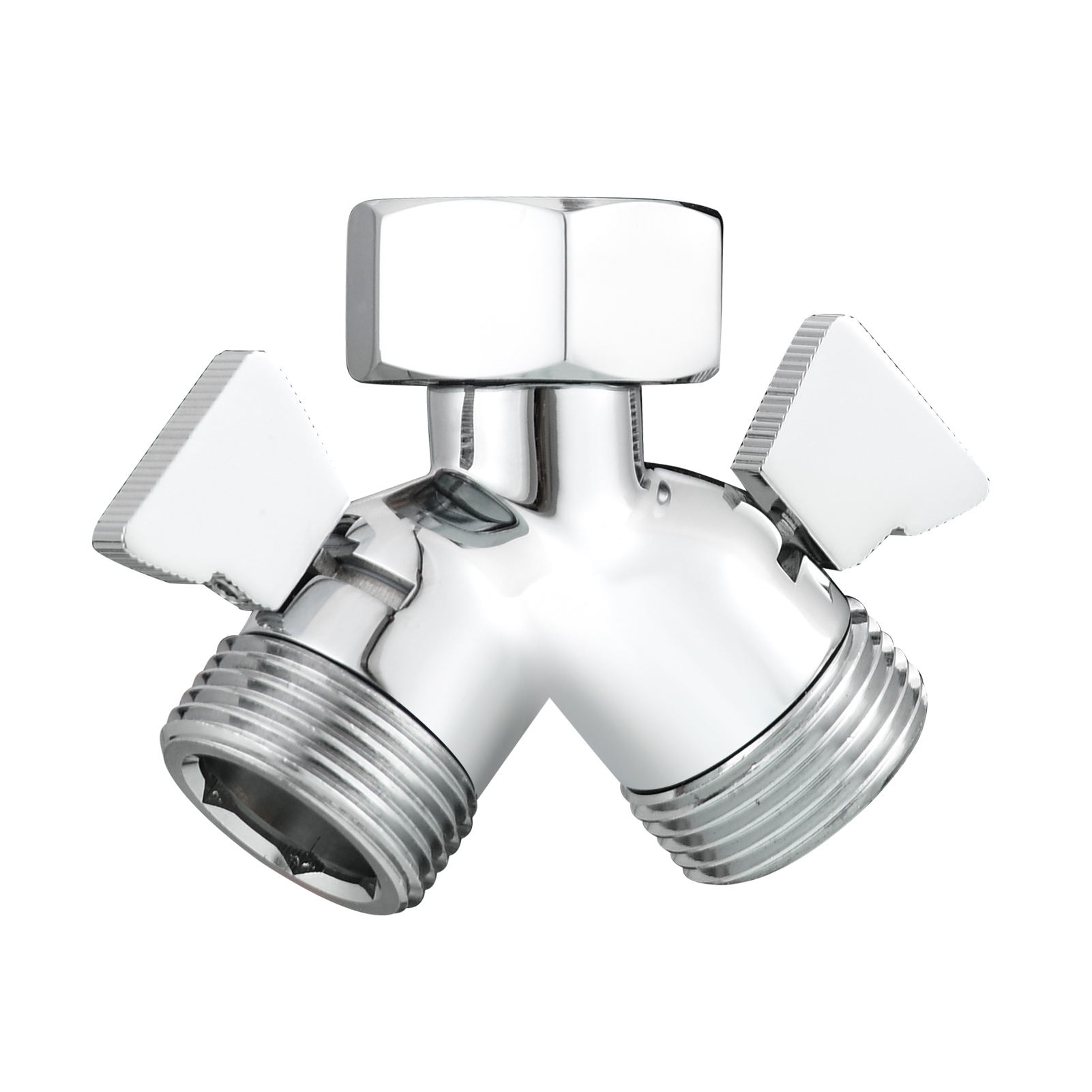 Tecmolog Chrome Brass Shower Splitter 2 Way Shower Arm Diverter with Shut Off Valve G 1/2 for Shower Head