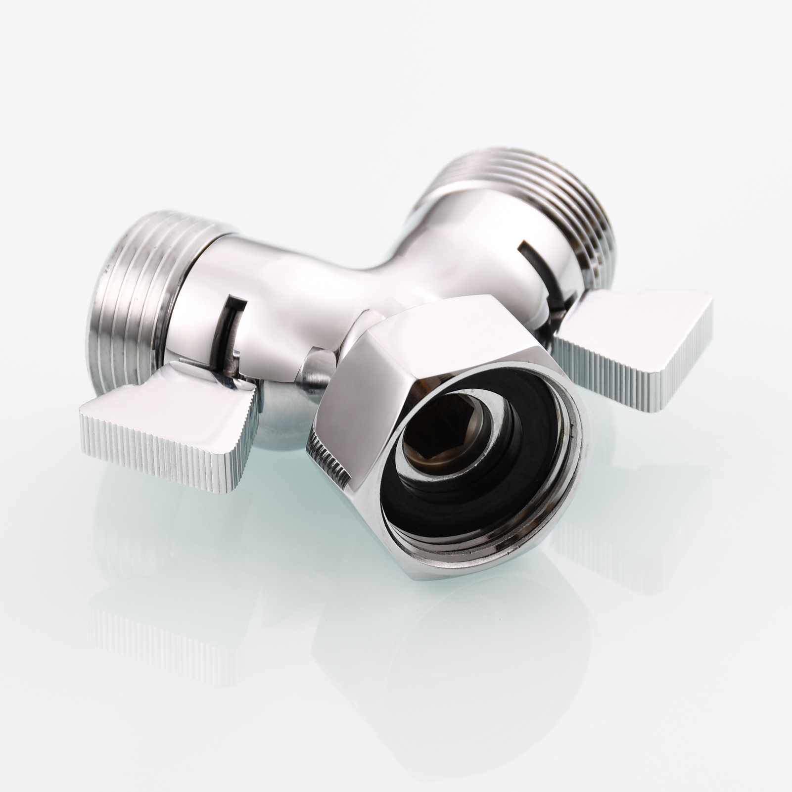 Tecmolog Chrome Brass Shower Splitter 2 Way Shower Arm Diverter with Shut Off Valve G 1/2 for Shower Head