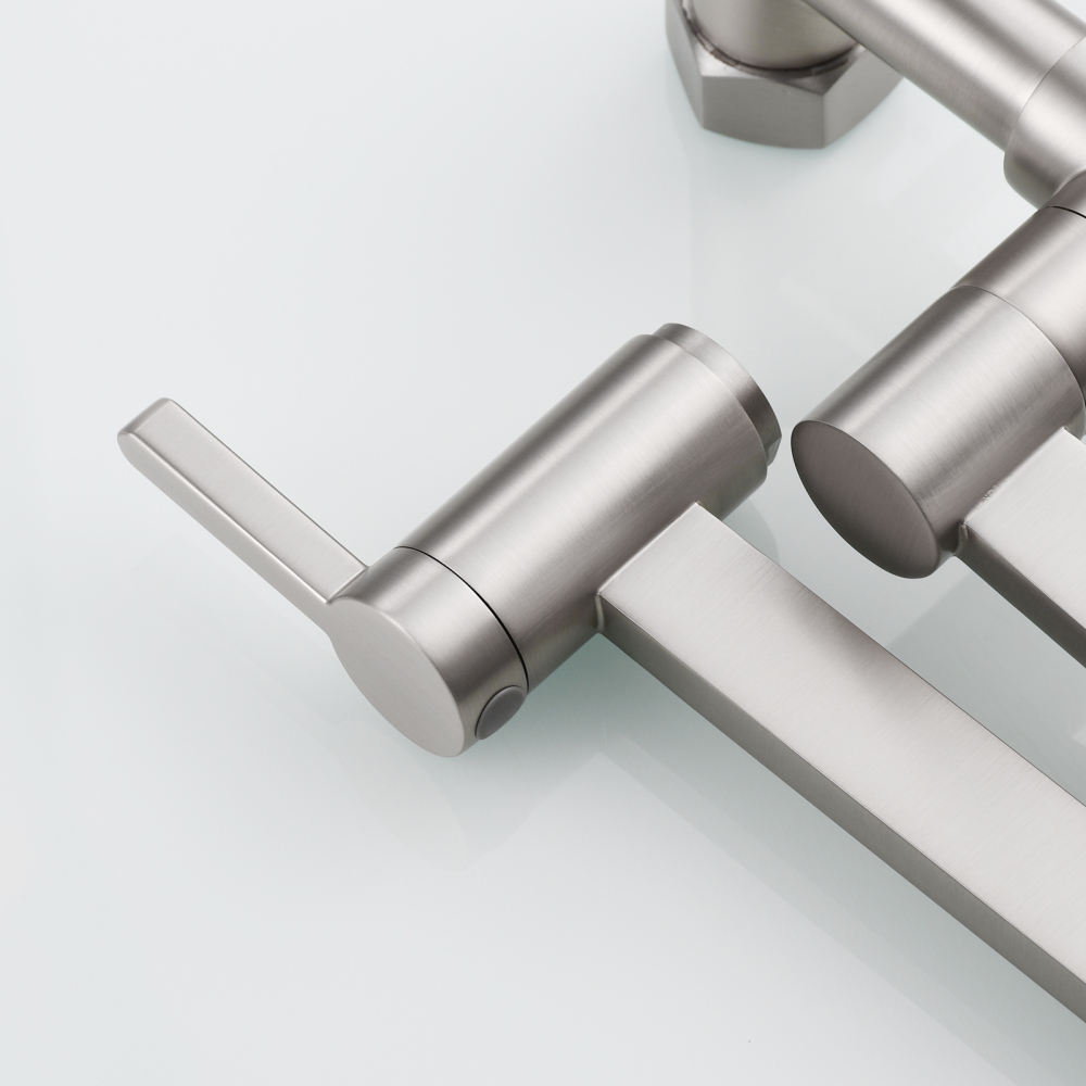 Tecmolog Brass Pot Filler Faucet Folding Kitchen Faucet with Double Joint Swing Arms Rotated Tap Wall Mounted for Hot and Cold Water Chrome/Brushed/Gold/Black