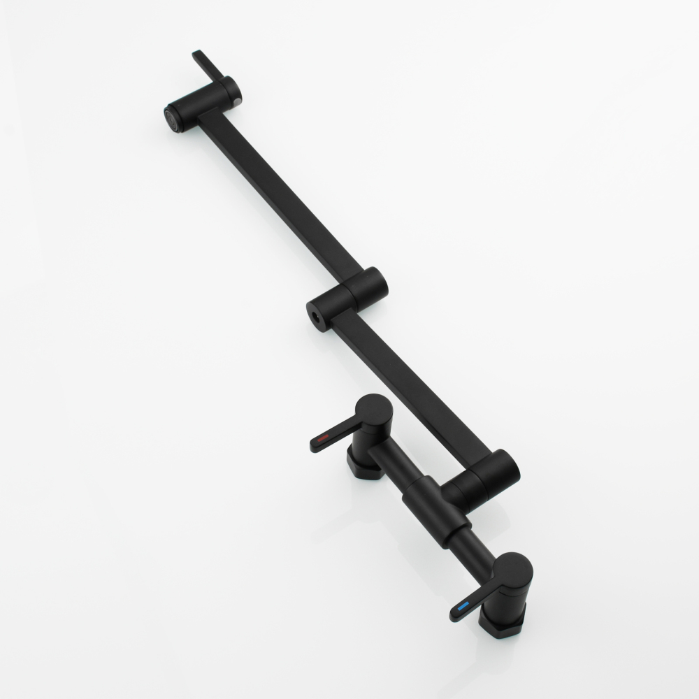 Tecmolog Brass Pot Filler Faucet Folding Kitchen Faucet with Double Joint Swing Arms Rotated Tap Wall Mounted for Hot and Cold Water Chrome/Brushed/Gold/Black