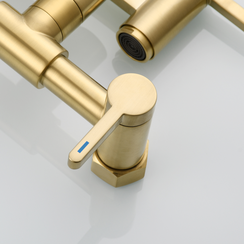 Tecmolog Brass Pot Filler Faucet Folding Kitchen Faucet with Double Joint Swing Arms Rotated Tap Wall Mounted for Hot and Cold Water Chrome/Brushed/Gold/Black