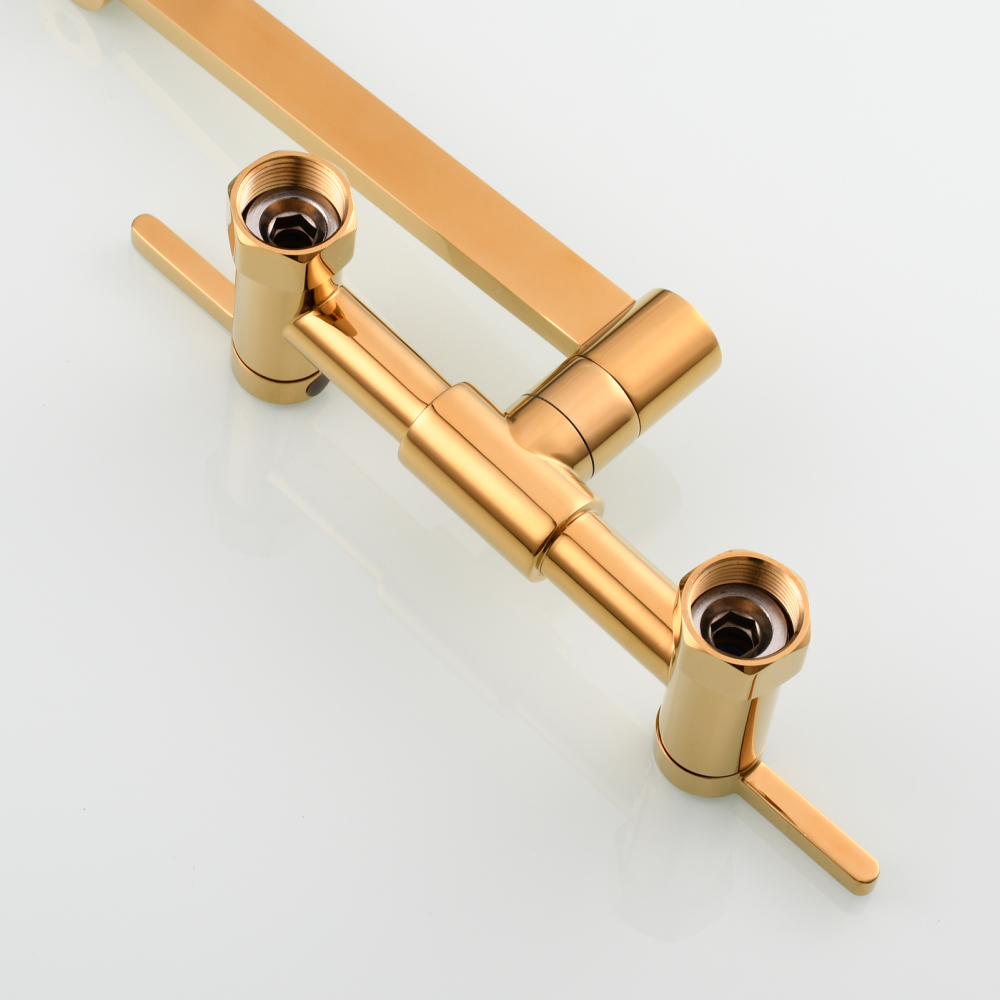 Tecmolog Brass Pot Filler Faucet Folding Kitchen Faucet with Double Joint Swing Arms Rotated Tap Wall Mounted for Hot and Cold Water Chrome/Brushed/Gold/Black