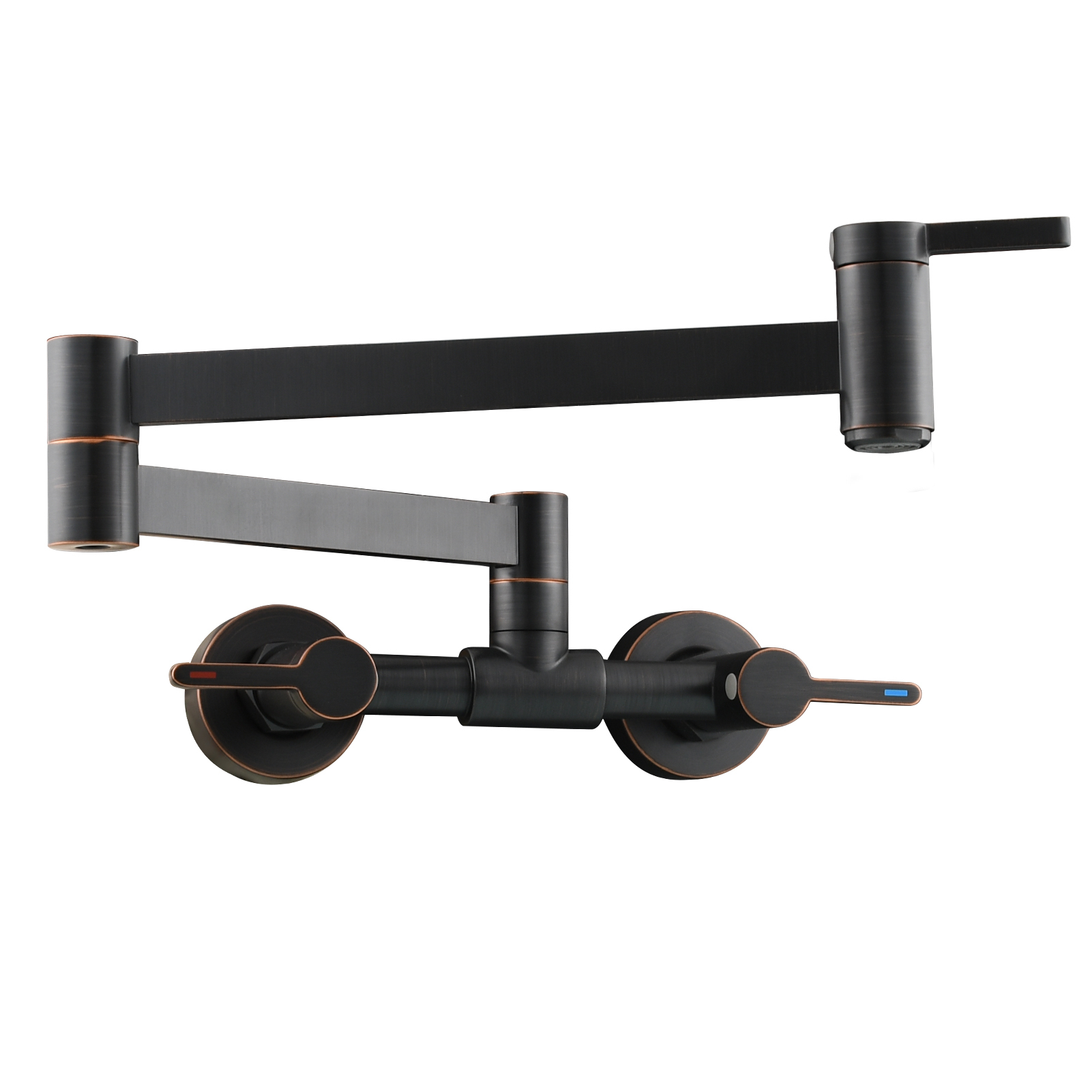 Tecmolog Brass Pot Filler Faucet Folding Kitchen Faucet with Double Joint Swing Arms Rotated Tap Wall Mounted for Hot and Cold Water Chrome/Brushed/Gold/Black
