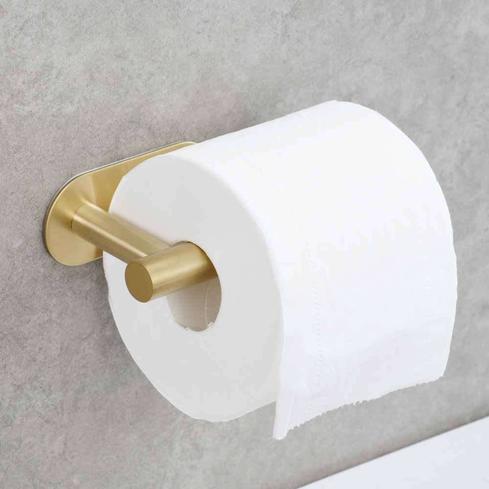 Tecmolog 304 Stainless Steel Bathroom Roll Paper Holder,  Wall Mount Adhesive Toilet Paper Holder, Brushed Nickel/Rectangle/Black/Golden