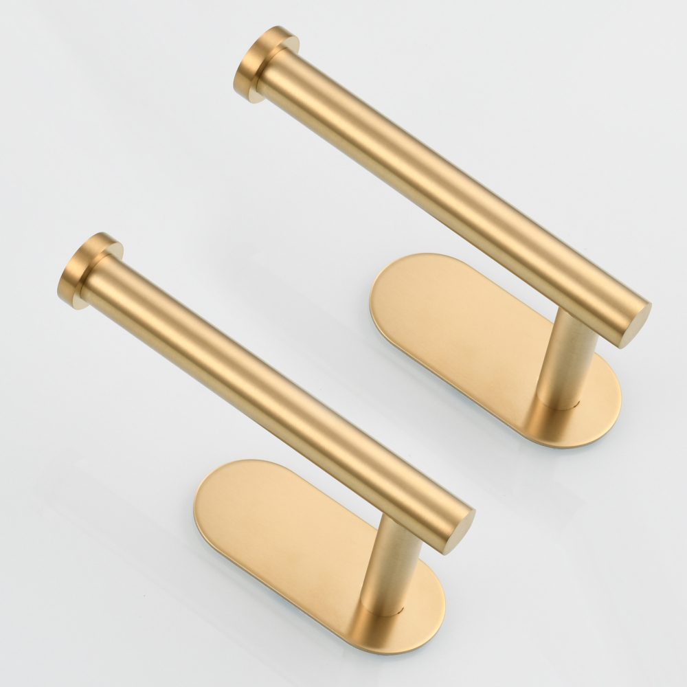 Tecmolog 304 Stainless Steel Bathroom Roll Paper Holder,  Wall Mount Adhesive Toilet Paper Holder, Brushed Nickel/Rectangle/Black/Golden