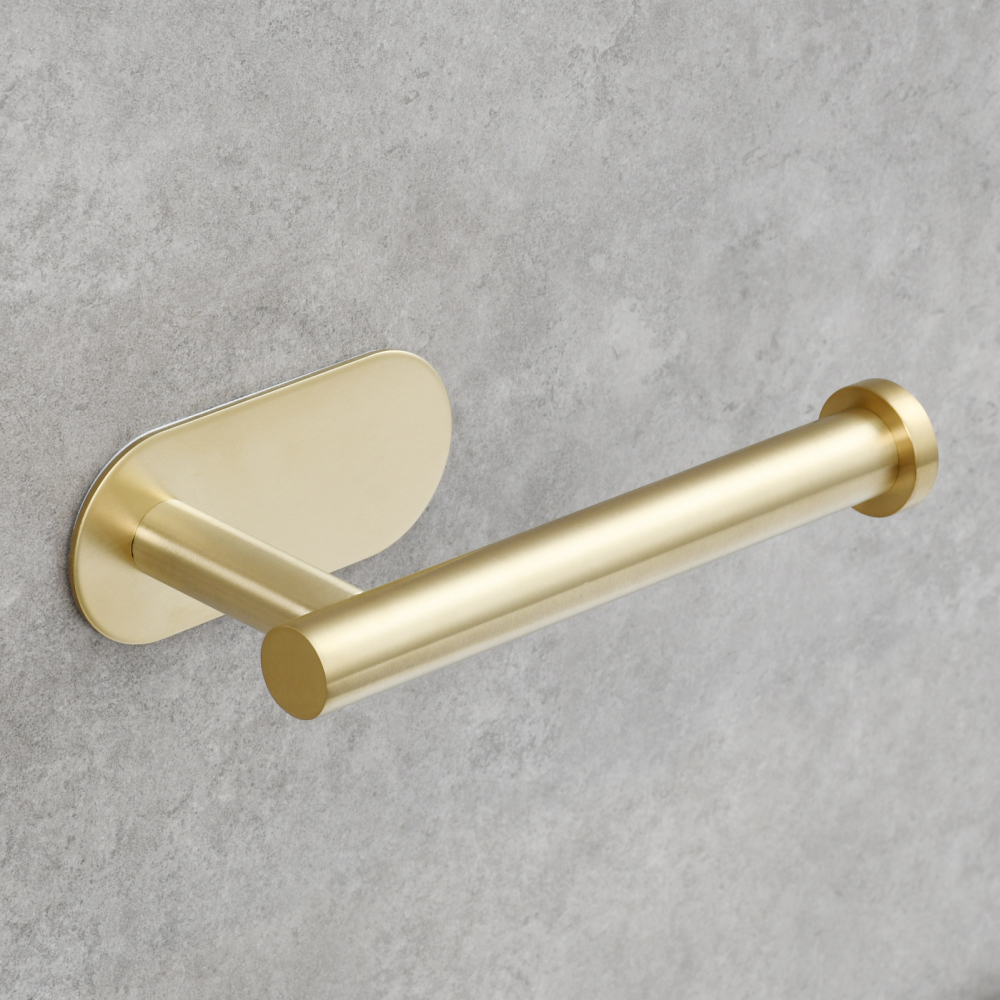Tecmolog 304 Stainless Steel Bathroom Roll Paper Holder,  Wall Mount Adhesive Toilet Paper Holder, Brushed Nickel/Rectangle/Black/Golden
