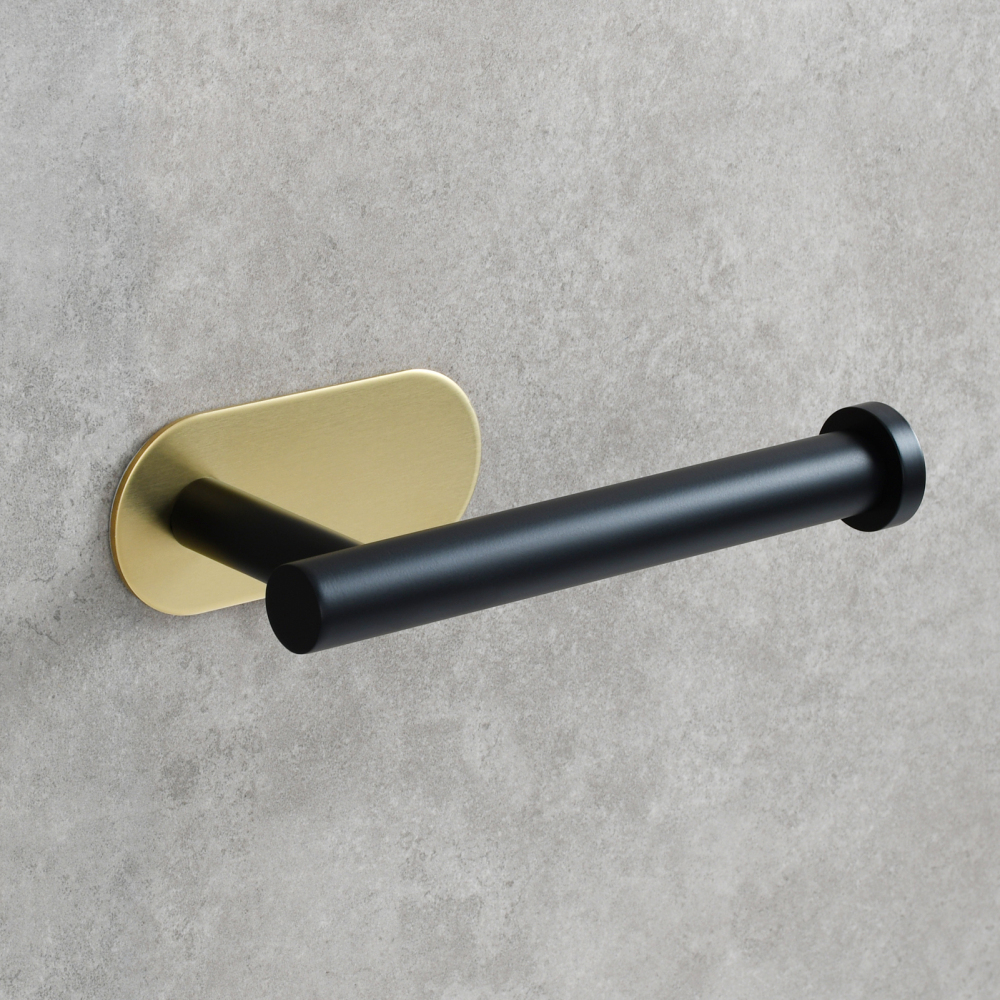 Tecmolog 304 Stainless Steel Bathroom Roll Paper Holder,  Wall Mount Adhesive Toilet Paper Holder, Brushed Nickel/Rectangle/Black/Golden