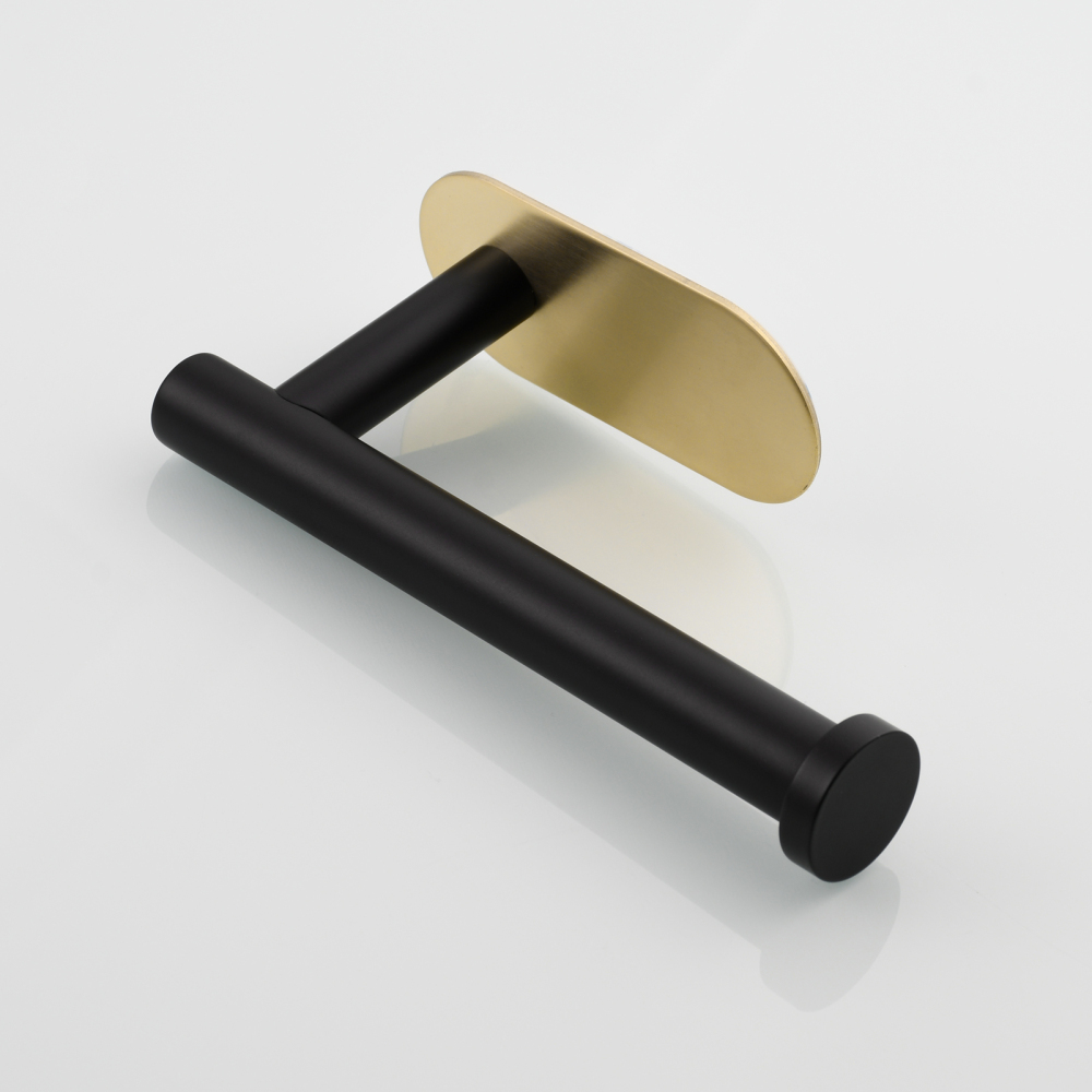 Tecmolog 304 Stainless Steel Bathroom Roll Paper Holder,  Wall Mount Adhesive Toilet Paper Holder, Brushed Nickel/Rectangle/Black/Golden