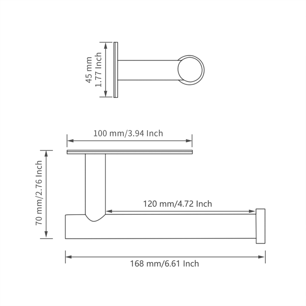 Tecmolog 304 Stainless Steel Bathroom Roll Paper Holder,  Wall Mount Adhesive Toilet Paper Holder, Brushed Nickel/Rectangle/Black/Golden