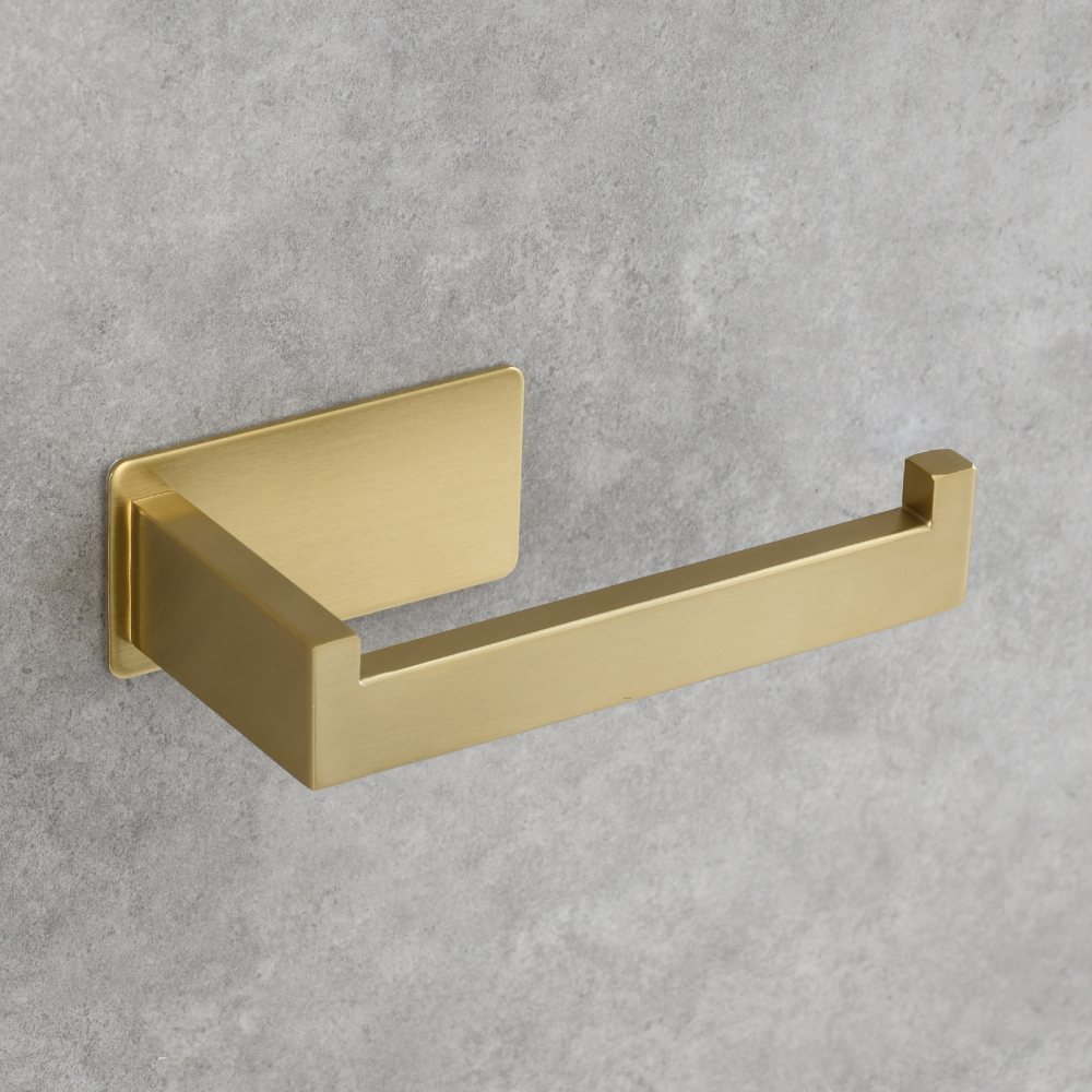 Tecmolog 304 Stainless Steel Bathroom Roll Paper Holder,  Wall Mount Adhesive Toilet Paper Holder, Brushed Nickel/Rectangle/Black/Golden