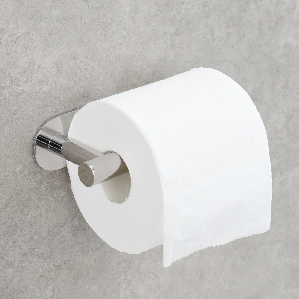 Tecmolog 304 Stainless Steel Bathroom Roll Paper Holder,  Wall Mount Adhesive Toilet Paper Holder, Brushed Nickel/Rectangle/Black/Golden