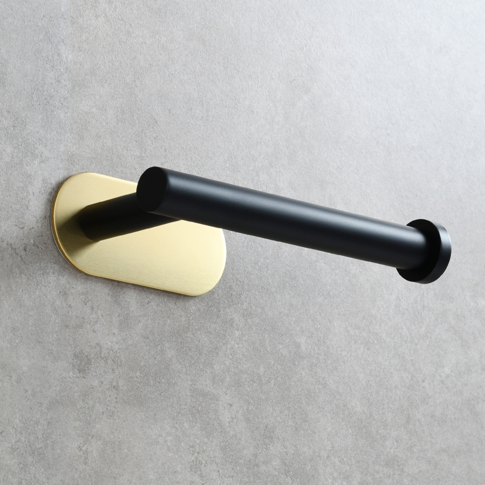 Tecmolog 304 Stainless Steel Bathroom Roll Paper Holder,  Wall Mount Adhesive Toilet Paper Holder, Brushed Nickel/Rectangle/Black/Golden