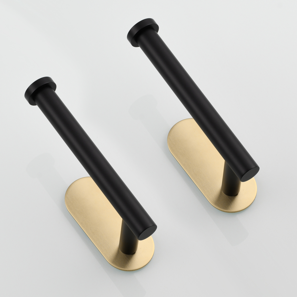 Tecmolog 304 Stainless Steel Bathroom Roll Paper Holder,  Wall Mount Adhesive Toilet Paper Holder, Brushed Nickel/Rectangle/Black/Golden