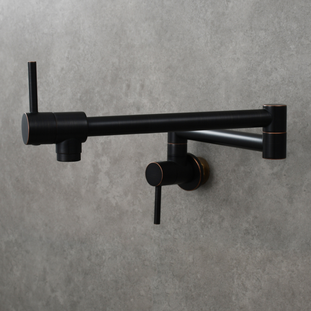 Tecmolog Brass Chrome Kitchen Faucet, Pot Filler Faucet Wall Mounted Folding Kitchen Tap with Double Handle, Single Cold water Tap