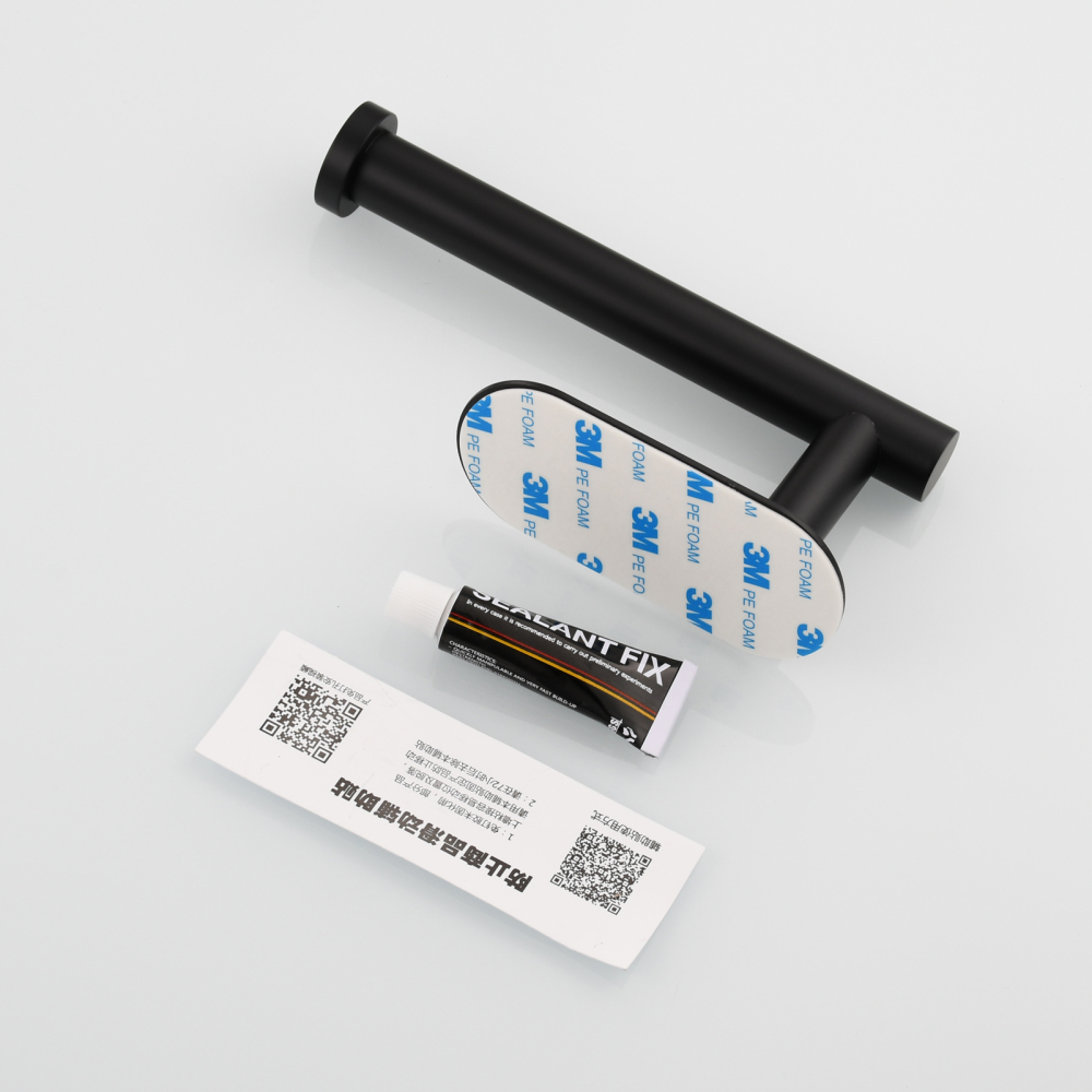 Tecmolog 304 Stainless Steel Bathroom Tissue Holder,  Wall Mount Adhesive Toilet Paper Holder, Brushed Nickel/Black