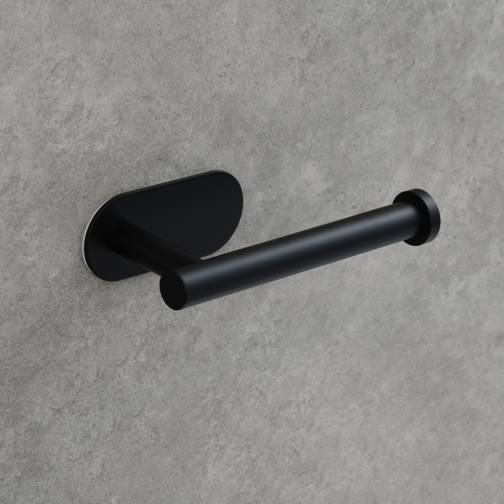 Tecmolog 304 Stainless Steel Bathroom Tissue Holder,  Wall Mount Adhesive Toilet Paper Holder, Brushed Nickel/Black