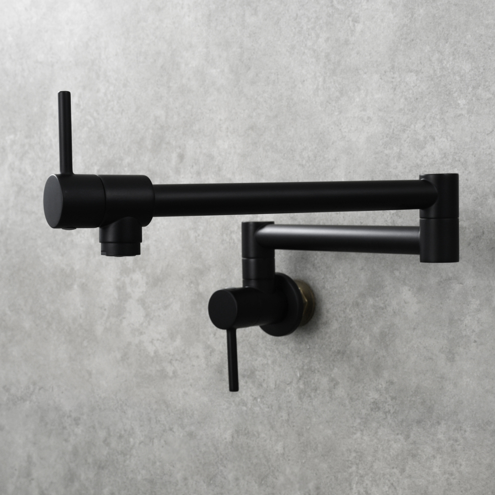 Tecmolog Brass Chrome Kitchen Faucet, Pot Filler Faucet Wall Mounted Folding Kitchen Tap with Double Handle, Single Cold water Tap