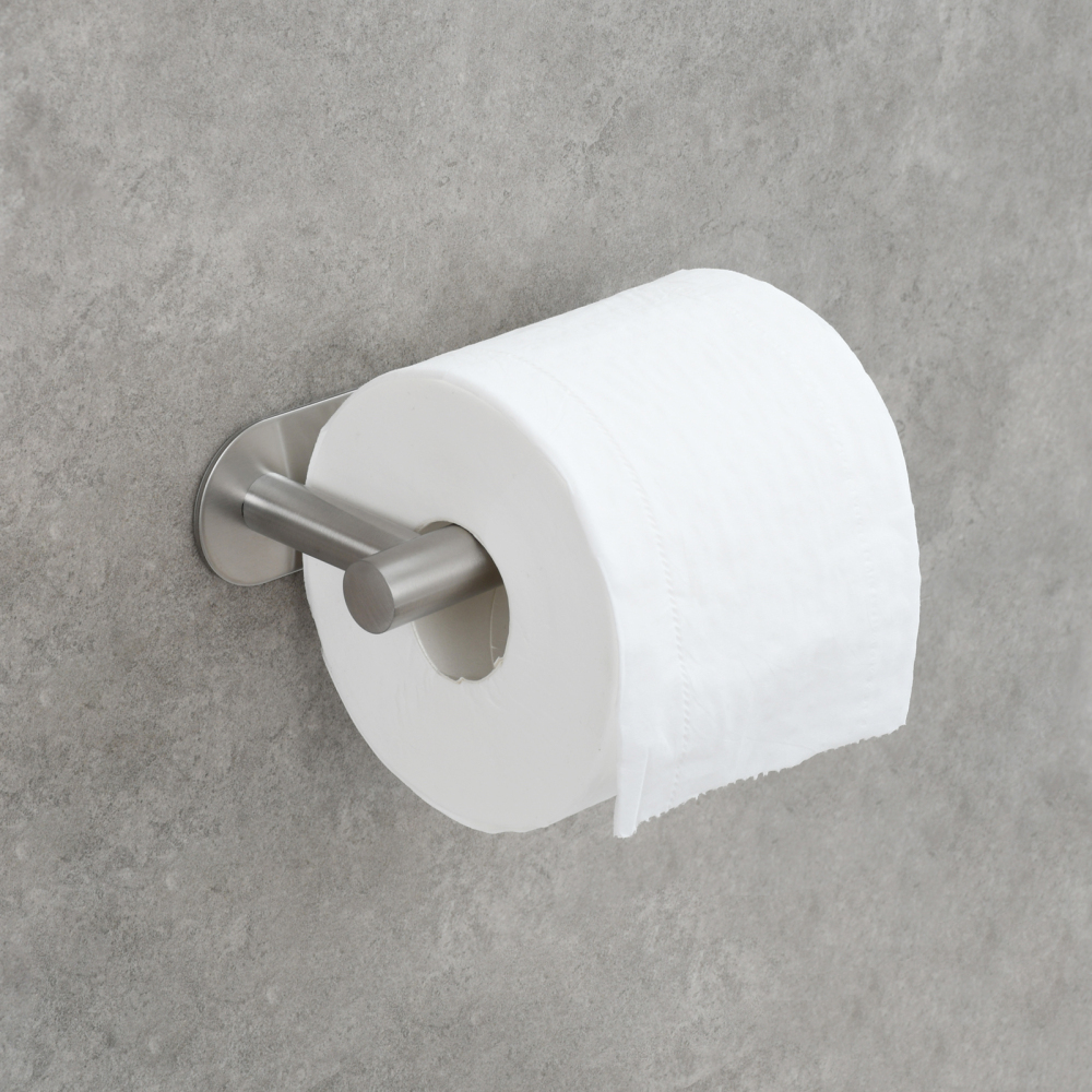 Tecmolog 304 Stainless Steel Bathroom Tissue Holder,  Wall Mount Adhesive Toilet Paper Holder, Brushed Nickel/Black