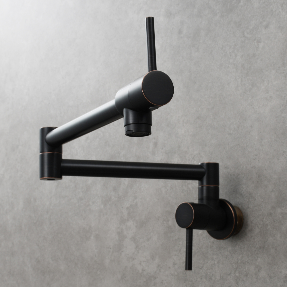 Tecmolog Brass Chrome Kitchen Faucet, Pot Filler Faucet Wall Mounted Folding Kitchen Tap with Double Handle, Single Cold water Tap