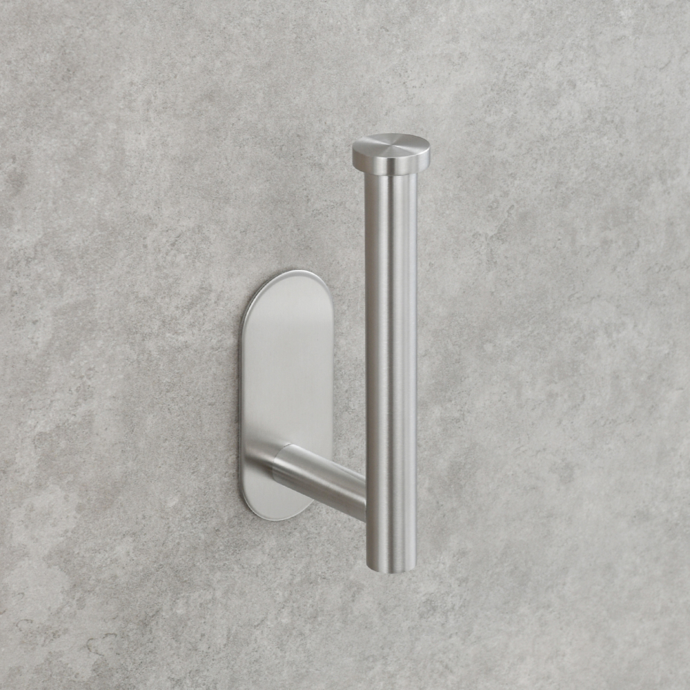 Tecmolog 304 Stainless Steel Bathroom Tissue Holder,  Wall Mount Adhesive Toilet Paper Holder, Brushed Nickel/Black